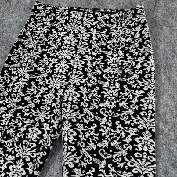 By Anthropologie Flare Pants High Waist Stretch Black White Boho Sz XS - Picture 2 of 13